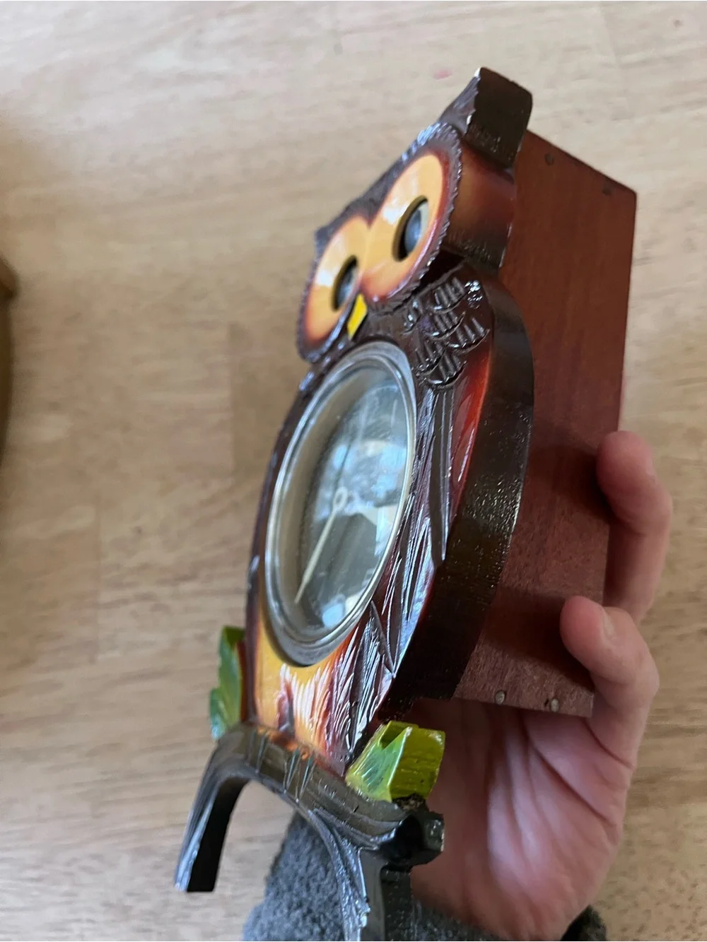 Owl Table Clock Wall Decor in Brown and Gold